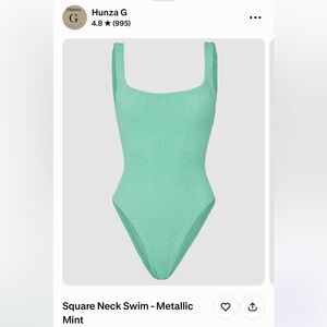 Hunza G Metallic Mint Green One Piece Swimsuit. O/S.